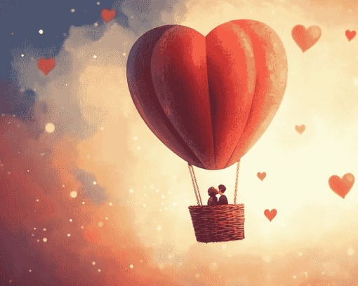 Cute Romantic Air Balloons Diamond Painting