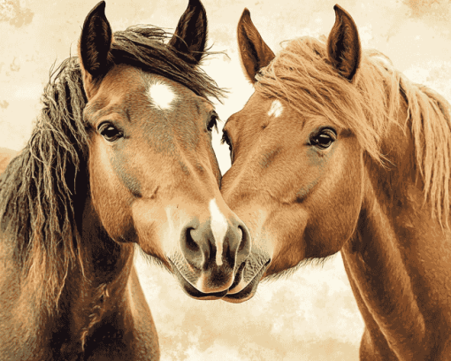 Cute Sable Island Ponies Diamond Painting