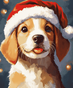 Cute Santa Puppy Diamond Painting