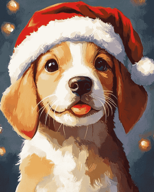 Cute Santa Puppy Diamond Painting