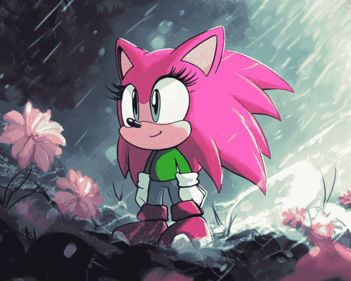 Cute Sonic Amy Rose Painting Diamond Painting