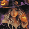 Cute Witch Halloween Fantasy Diamond Painting