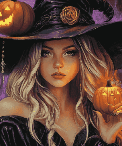 Cute Witch Halloween Fantasy Diamond Painting