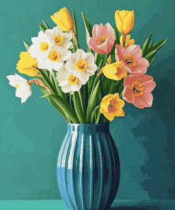 Daffodil and Tulip Blossoms Diamond Painting