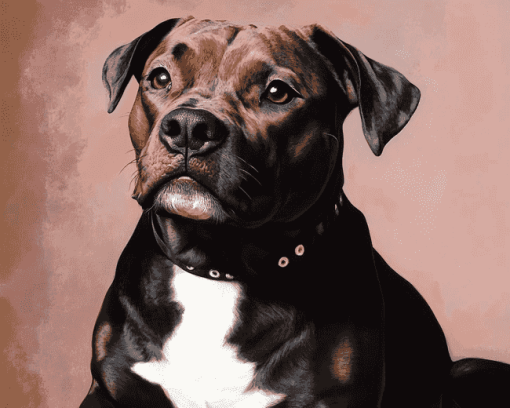 Dark Brown Staffordshire Bull Terrier Diamond Painting