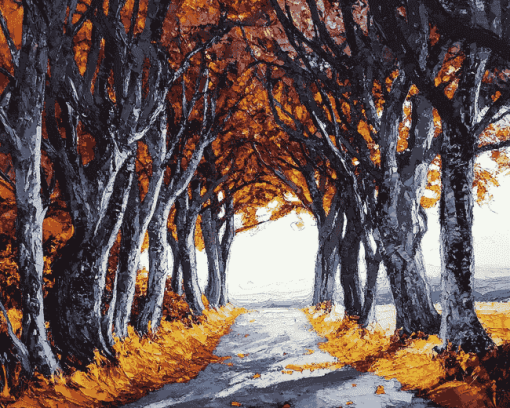 Dark Hedges Autumn Landscape Diamond Painting