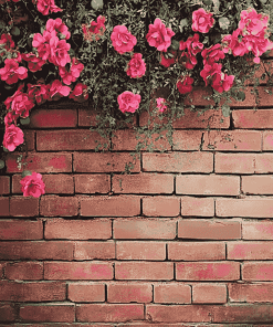 Dark Pink Floral Bricks Diamond Painting