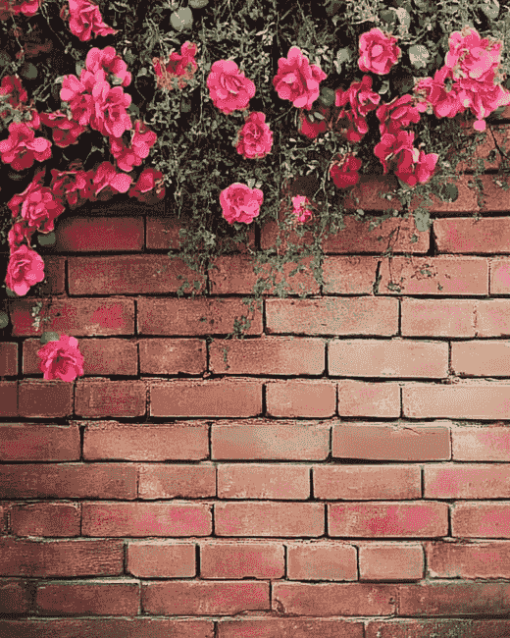 Dark Pink Floral Bricks Diamond Painting