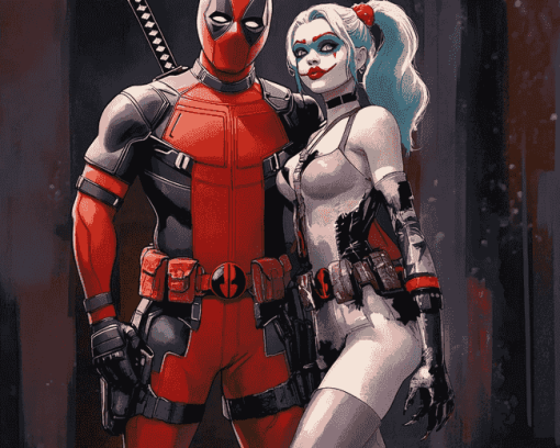 Deadpool and Harley Quinn Animations Diamond Painting