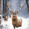 Deer and Snowy Woods Diamond Painting