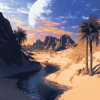 Desert Oasis Landscape Diamond Painting