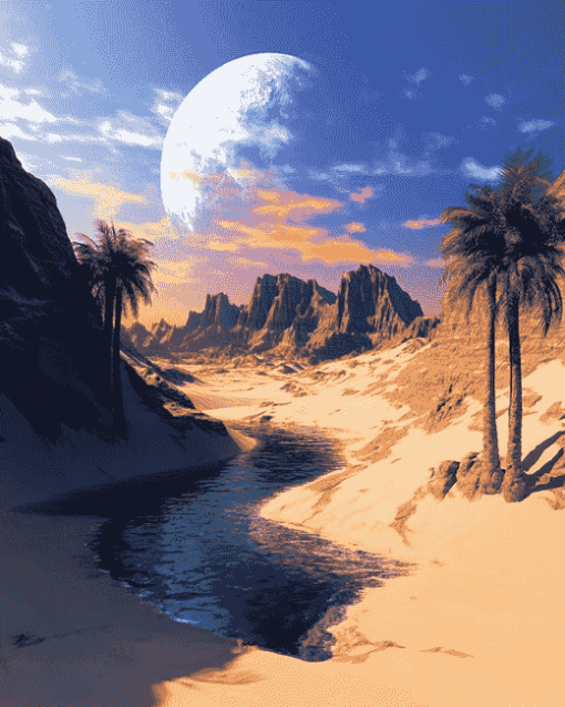 Desert Oasis Landscape Diamond Painting