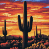 Desert Sunset Saguaro National Park Diamond Painting