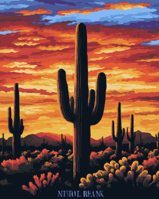 Desert Sunset Saguaro National Park Diamond Painting