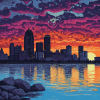 Detroit Skyline at Sunset Diamond Painting