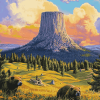 Devils Tower Scenic View Diamond Painting