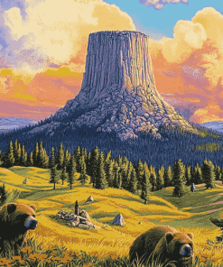 Devils Tower Scenic View Diamond Painting