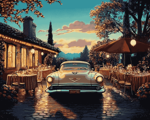 Dinners and Classic Cars Diamond Painting