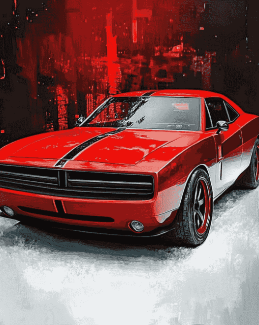 Dodge Charger in Red Diamond Painting