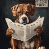 Dog with Newspaper Diamond Painting