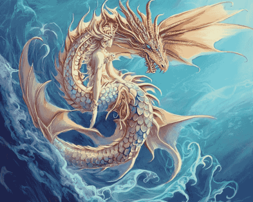 Dragon and Mermaid Fantasy Diamond Painting