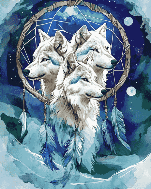 Dream Catcher Wolves Diamond Painting