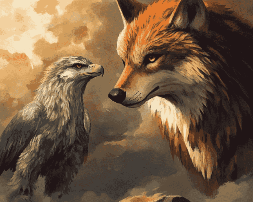 Eagle and Wolf Animal Harmony Diamond Painting