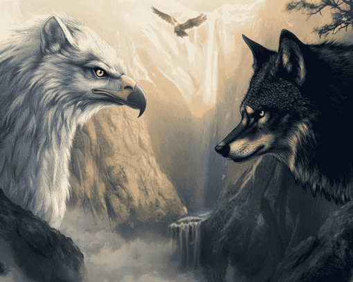 Eagle and Wolf Fantasy Diamond Painting