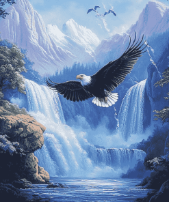 Eagles and Waterfalls Wildlife Diamond Painting