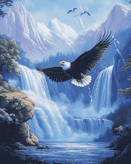 Eagles and Waterfalls Wildlife Diamond Painting