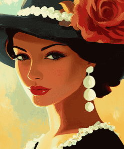 Elegant Lady in Hat Diamond Painting