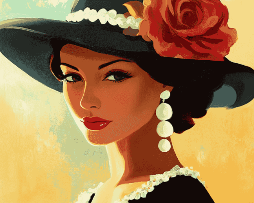 Elegant Lady in Hat Diamond Painting