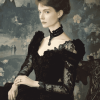 Elegant Woman in Black Dress Diamond Painting