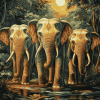 Elephants in Nature Diamond Painting