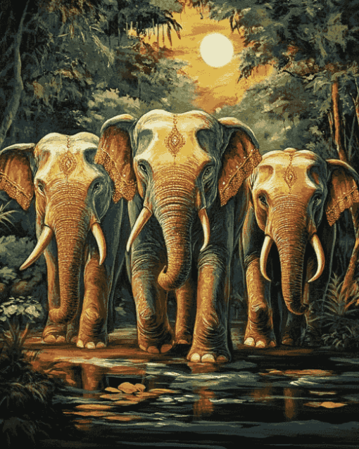 Elephants in Nature Diamond Painting