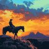 End Of The Trail Mountain Silhouette Diamond Painting