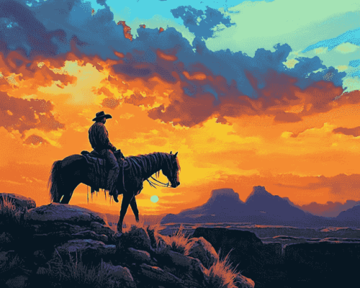 End Of The Trail Mountain Silhouette Diamond Painting