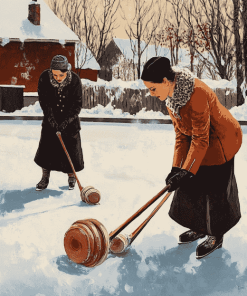 Engaging Curling Players Diamond Painting