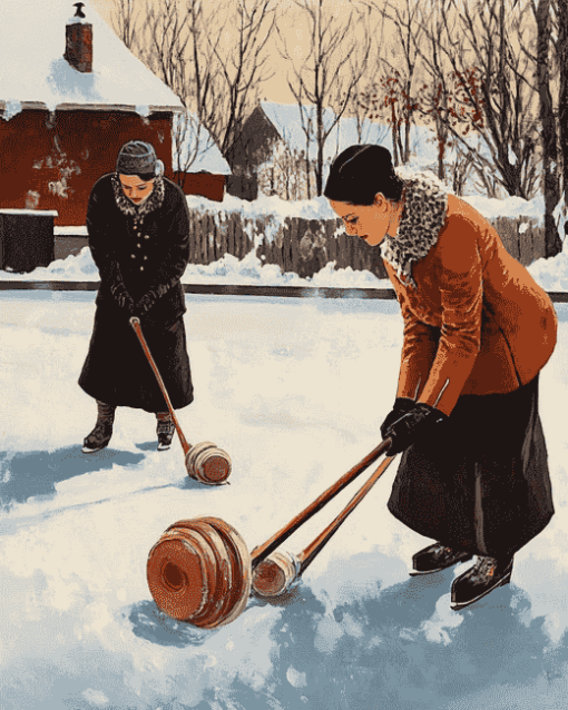 Engaging Curling Players Diamond Painting