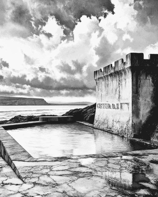 Enniscrone Cliff Baths Monochrome Diamond Painting