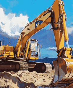 Excavator Engines Diamond Painting