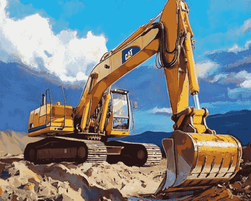 Excavator Engines Diamond Painting