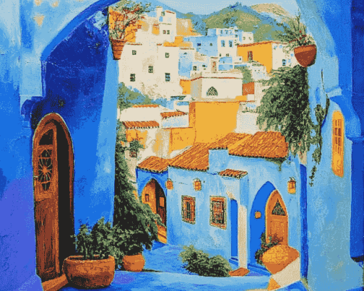 Explore Chefchaouen Cityscape Diamond Painting