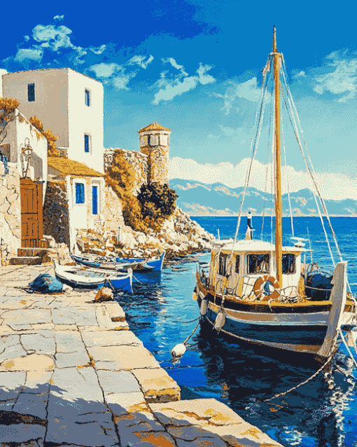 Explore Halki Island Landscapes Diamond Painting