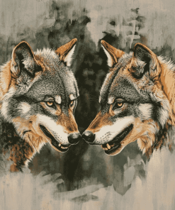 Face to Face Wolves Diamond Painting