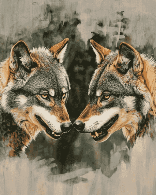 Face to Face Wolves Diamond Painting