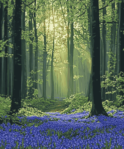 Fantasy Bluebells Forest Diamond Painting