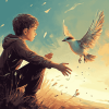 Fantasy Boy and Bird Scene Diamond Painting