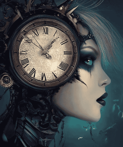 Fantasy Clock Woman Diamond Painting