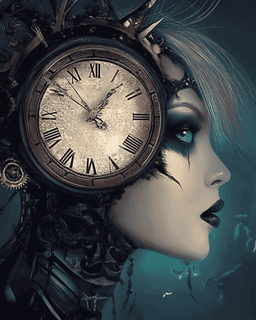 Fantasy Clock Woman Diamond Painting